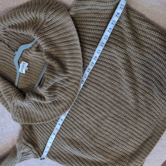 Sndys Chunky Oversized Cowl Neck Lounge Boho Olive Green Sweater L - Picture 5 of 9